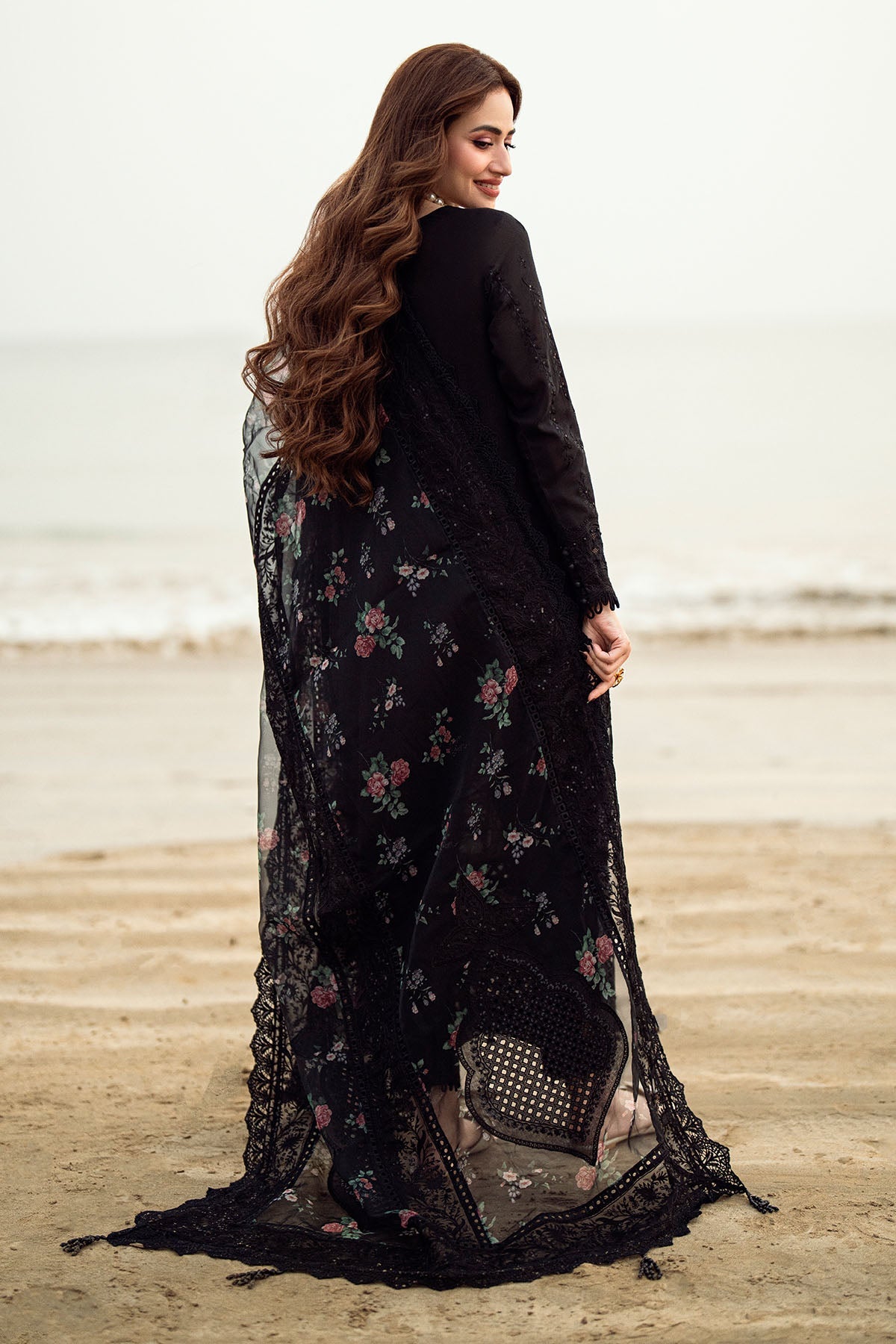 BrandsInn-3PC LAWN CHIKENKARI LASER EMBROIDERED SHIRT WITH ORGANZA EMBROIDERED PRINT DUPATTA-104