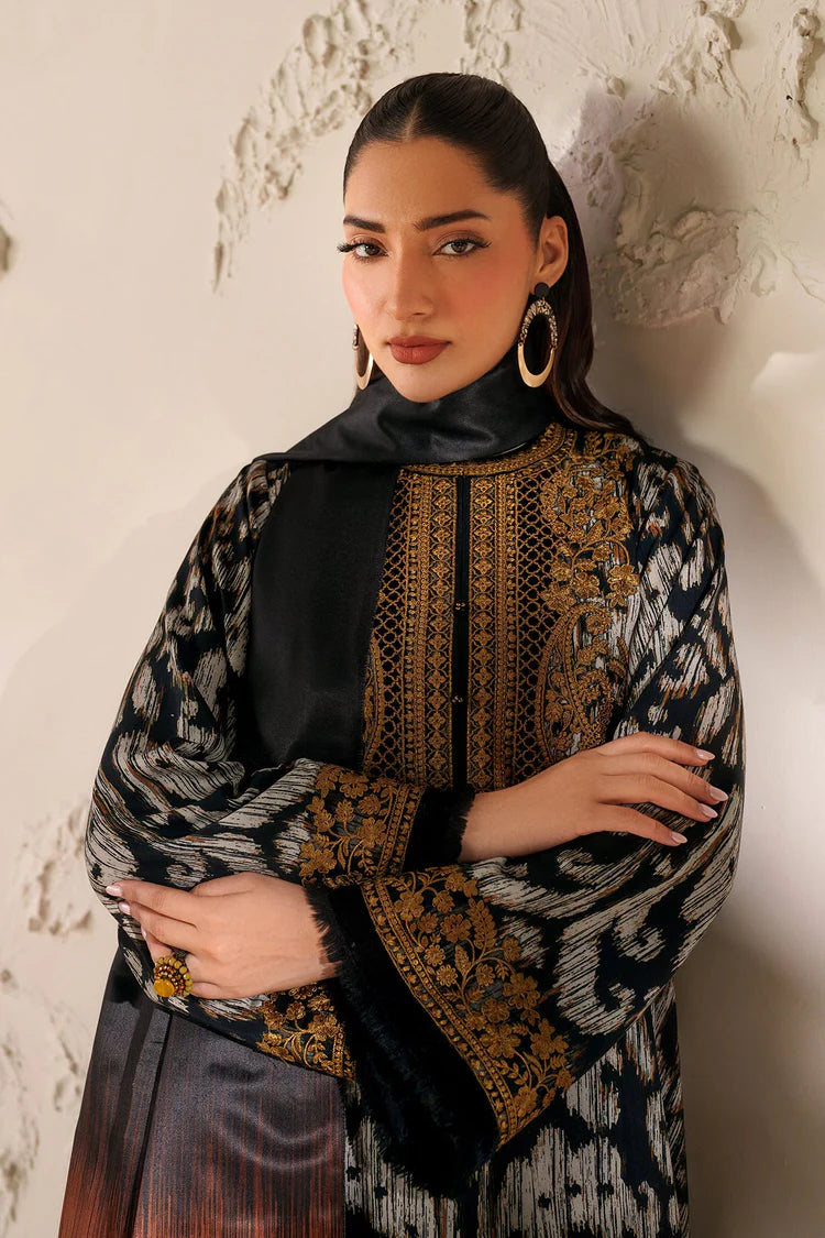 BrandsInn-3PC VISCOSE PRINTED EMB SHIRT WITH VISCOSE PRINTED DUPATTA AND TROUSER-BI-2639