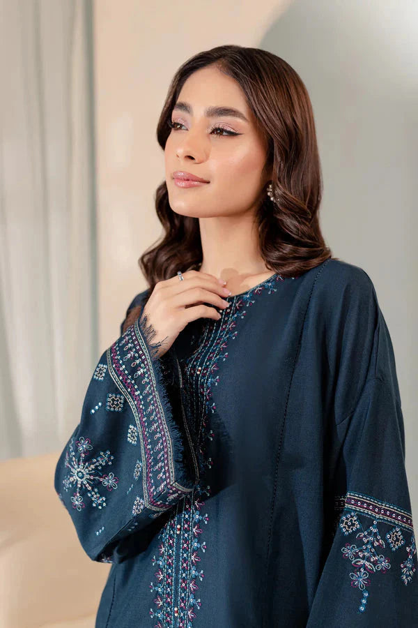 BrandsInn-2PC DHANAK EMBROIDRED SHIRT WITH AND TROUSER-BI-4103