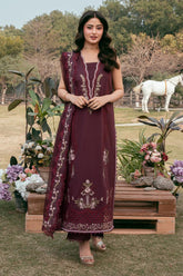 BrandsInn-3PC LAWN EMBROIDERED SHIRT WITH KHAADI NET EMBROIDERED DUPATTA AND TROUSER-BI-4820