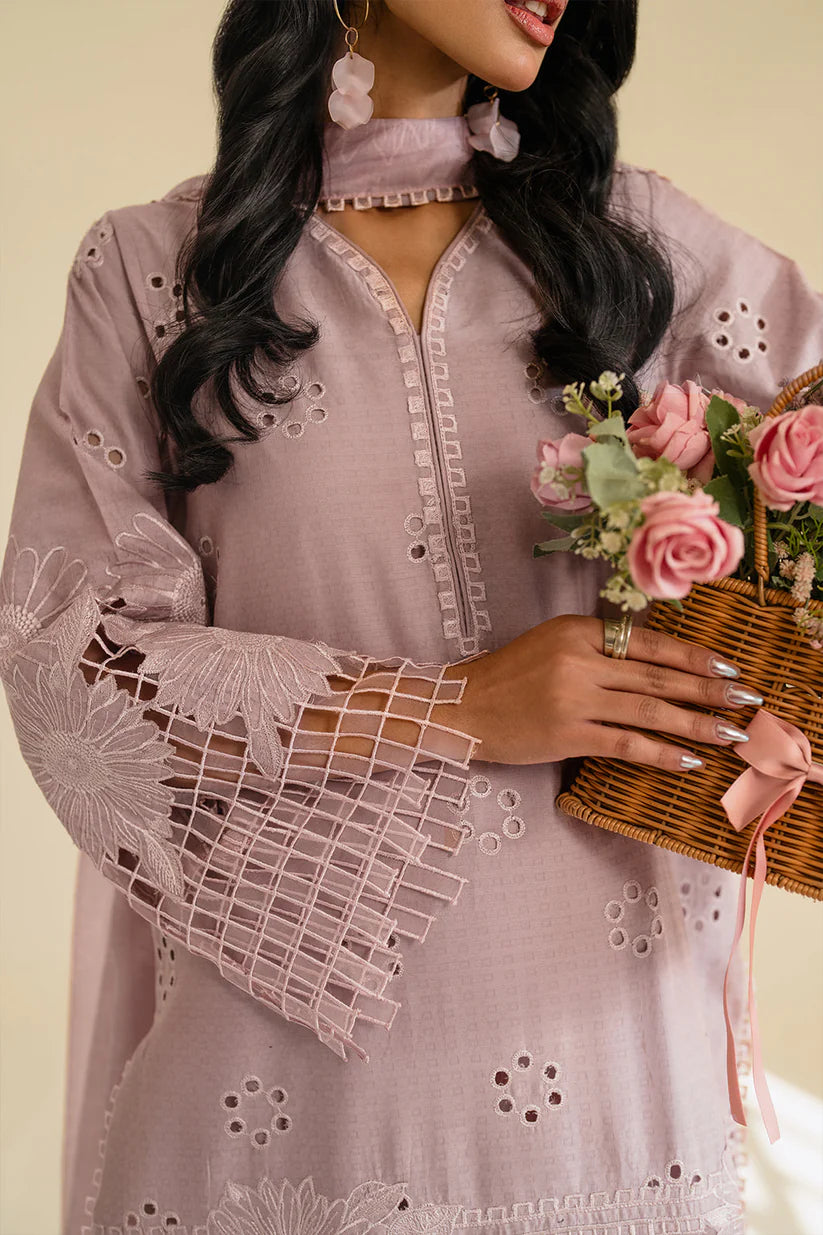 BrandsInn-3PC LAWN EMBROIDERED SHIRT WITH KHAADI NET DUPATTA & TROUSER-BI-377