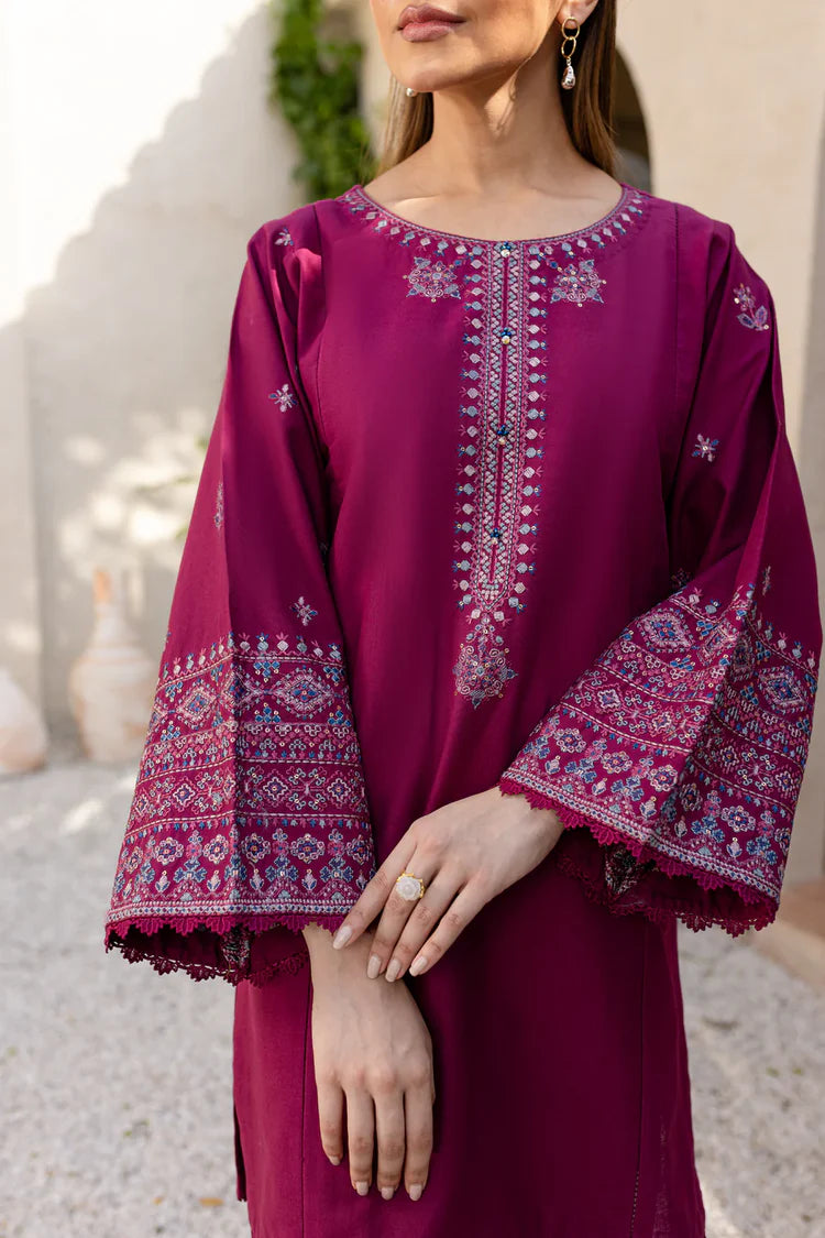 BrandsInn-2PC DHANAK SEQUENCE EMBROIDERED SHIRT WITH SEQUIN EMB TROUSER-BI-116