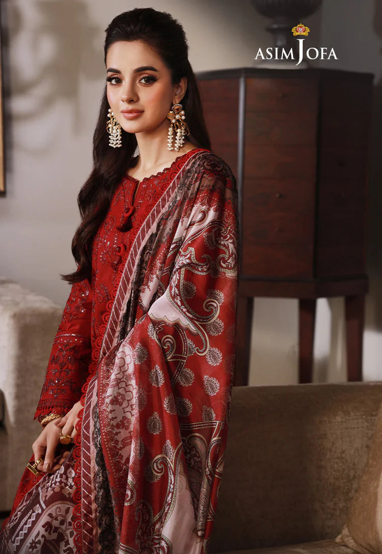 BrandsInn-3PC DHANAK SEQUIN EMBROIDRED SHIRT WITH COURTRAI PRINTED SHAWL AND TROUSER-BI-4228