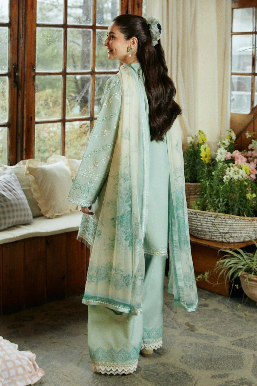 BrandsInn-3PC LAWN EMBROIDERED SHIRT WITH MONARK PRINT DUPATTA AND EMB TROUSER-BI-183