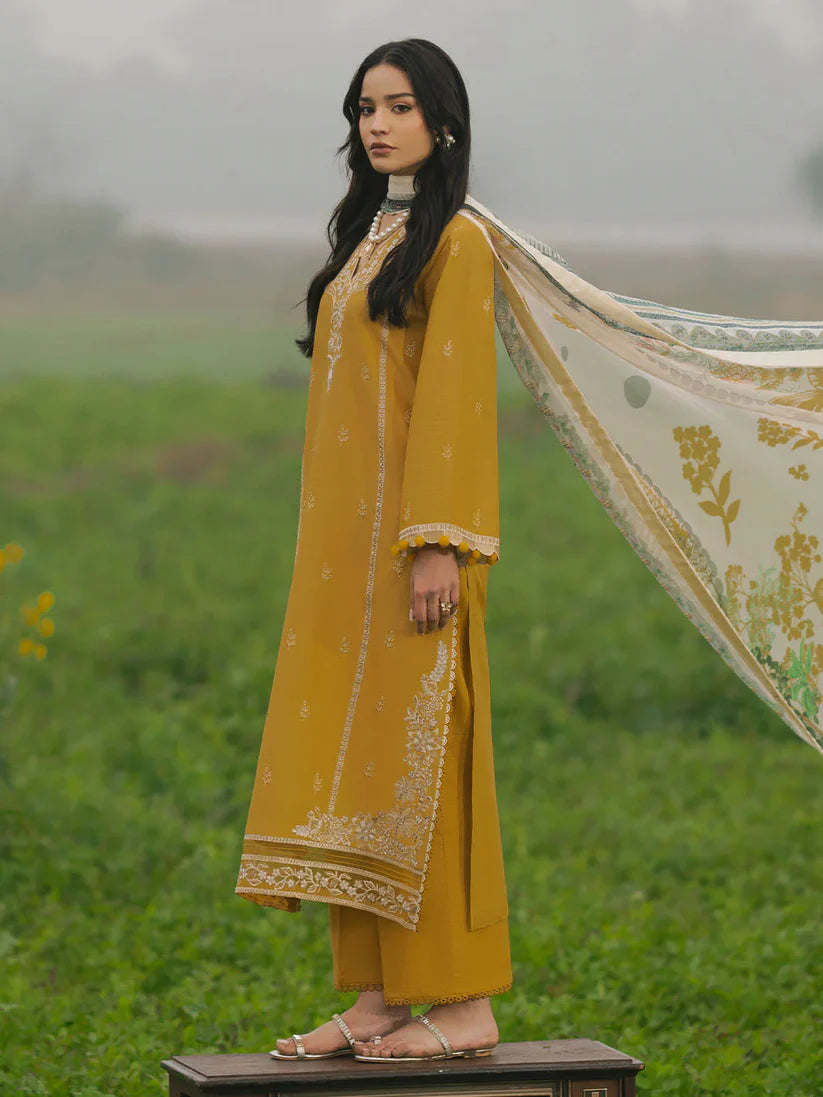 BrandsInn-3PC LAWN EMBROIDERED SHIRT WITH MONARK PRINT DUPATTA AND TROUSER-BI-304