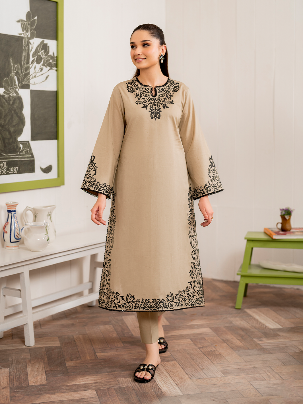 BrandsInn-3PC LAWN EMBROIDERED SHIRT WITH MONARK PRINT DUPATTA AND TROUSER-BI-162