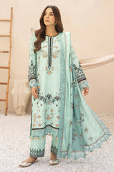 BRANDSINN-3PC KARANDI PRINTED EMBROIDERED SHIRT WITH KARANDI PRINTED EMB SHAWL & PRINTED TROUSER-BI-0131