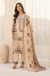 BRANDSINN-3PC KARANDI PRINTED EMBROIDERED SHIRT WITH KARANDI PRINTED EMB SHAWL & PRINTED TROUSER-BI-0132