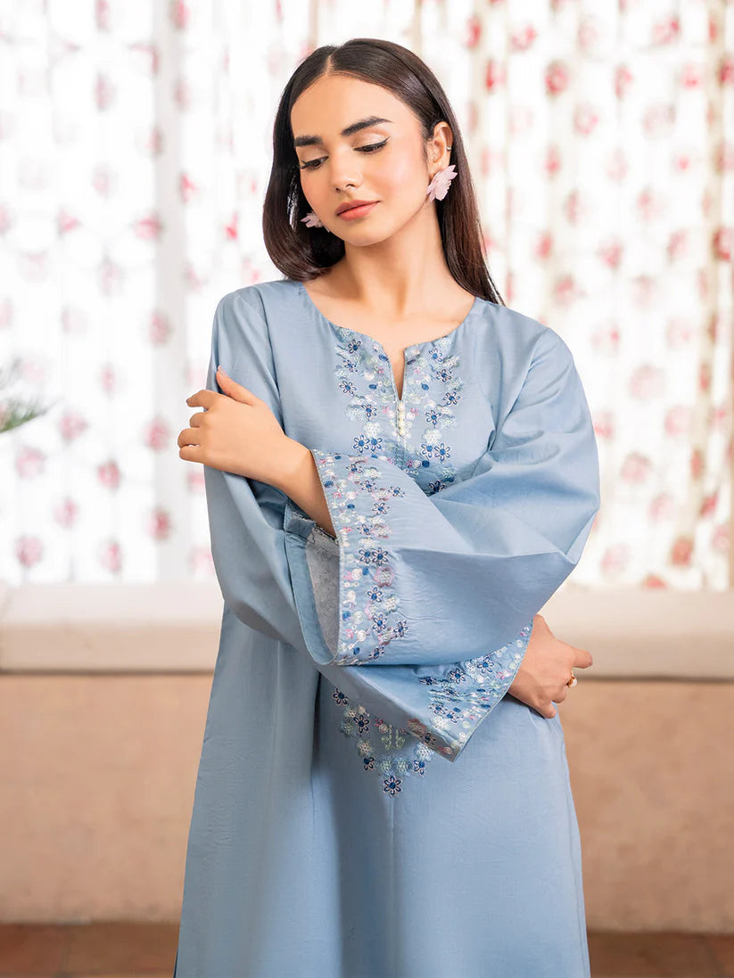 BrandsInn-2PC DHANAK EMBROIDERED SHIRT WITH DHANAK TROUSER-BI-4130