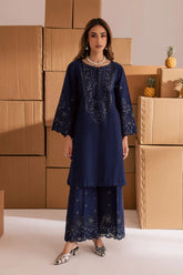BrandsInn-2PIECE LAWN SEQUIN & CHIKAN EMB NECKLINE WITH SEQUIN EMB TROUSER-BI-245