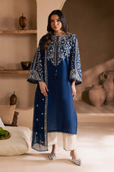 BrandsInn-3PC LAWN EMBROIDERED SHIRT WITH CHIFFOON EMBROIDERED DUPATTA AND EMB TROUSER-ADR-4621