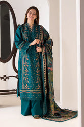 BrandsInn-3PC LAWN EMBROIDERED SHIRT WITH CHIFON PRINTED DUPATTA AND TROUSER-BI-4530