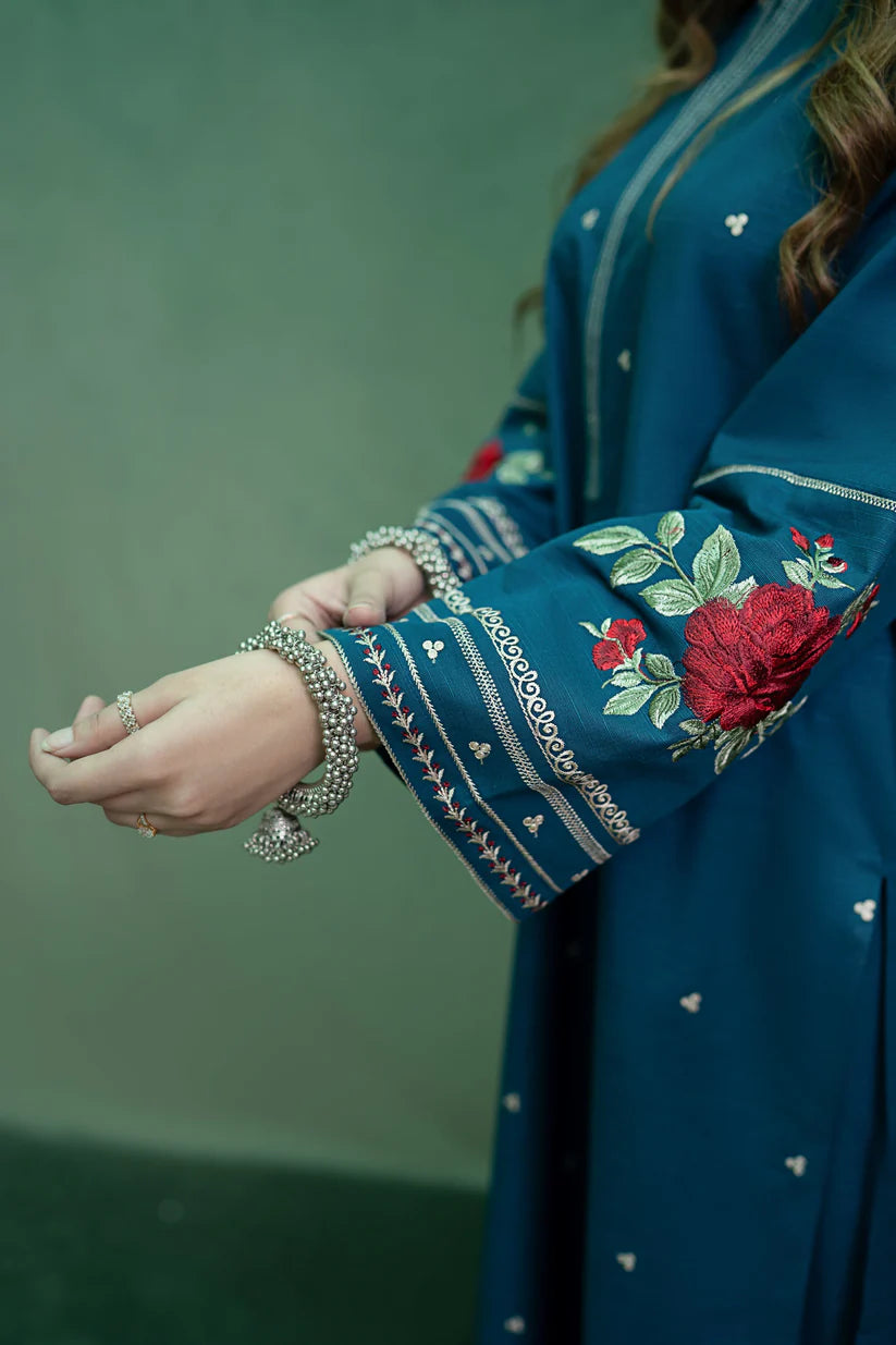 BrandsInn-2PC DHANAK EMBROIDRED SHIRT WITH DHANAK EMBROIDRED TROUSER-4152