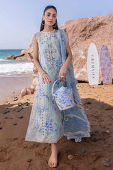 BrandsInn-3PC LAWN PRINTED EMB SHIRT WITH SILK PRINTED EMB DUPATTA AND TROUSER-BI-026