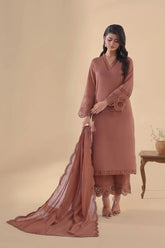 BrandsInn-3PC DHANAK EMBROIDERED SHIRT WITH KHADDI NET EMB DUPATTA AND TROUSER-BI-4263