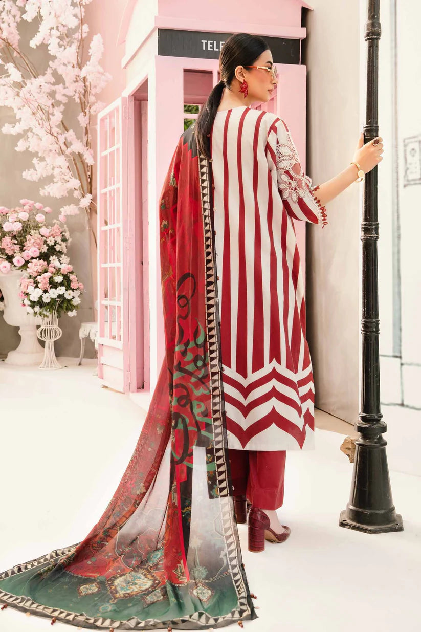 BrandsInn-3PC LAWN EMBROIDERED PRINTED SHIRT WITH CHIFFON PRINT DUPATTA AND PRINT TROUSER-BI-334