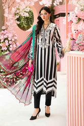 BrandsInn-3PC LAWN EMBROIDERED PRINTED SHIRT WITH CHIFFON PRINT DUPATTA AND PRINT TROUSER-BI-335