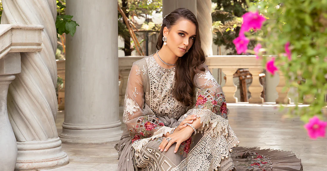 BrandsInn- LAWN 3PC CHIKENKARI EMBROIDERED SHIRT WITH ORGANZA EMBROIDERED READY TO WEAR DUPATTA WITH TROUSER -BI-433