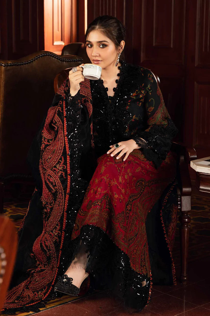 BrandsInn-3PC LAWN PRINTED EMB SHIRT WITH CHIFFON PRINT DUPATTA AND PRINT TROUSER-BI-421