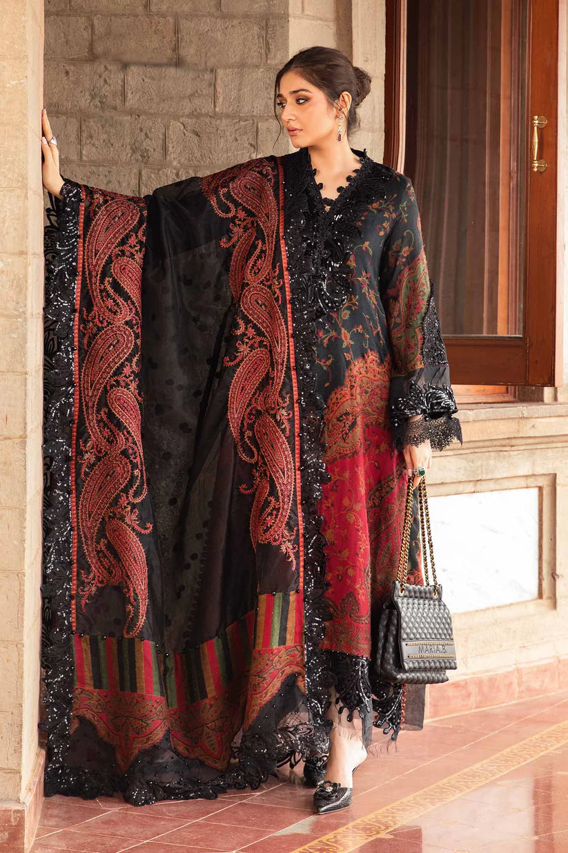 BrandsInn-3PC LAWN PRINTED EMB SHIRT WITH CHIFFON PRINT DUPATTA AND PRINT TROUSER-BI-421