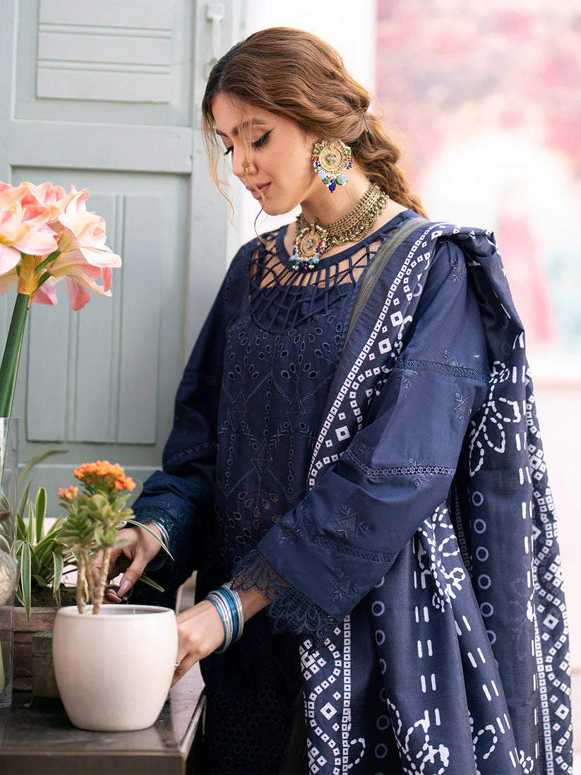 BrandsInn-3PC CHIKENKARI LAWN EMBROIDERED WITH DAIMOND PRINT DUPATTA-BI-247