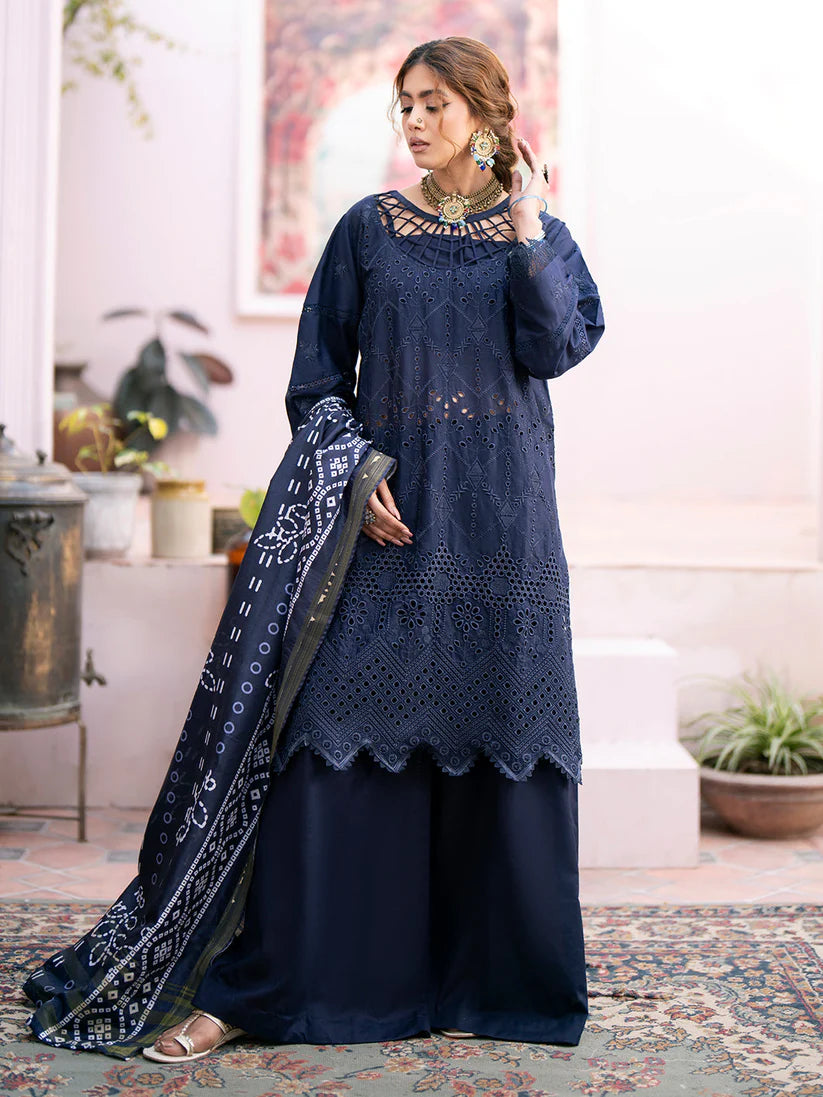 BrandsInn-3PC CHIKENKARI LAWN EMBROIDERED WITH DAIMOND PRINT DUPATTA-BI-247
