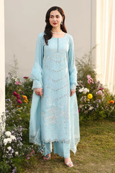 BrandsInn- 3PC LAWN EMBROIDERED SHIRT WITH ORGANZA EMBROIDERED DUPATTA AND TROUSER-BI-4807