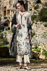 BrandsInn-3PC LAWN EMBROIDERED SHIRT WITH KHADDI NET EMBROIDERED DUPATTA AND EMB TROUSER-BI-4546