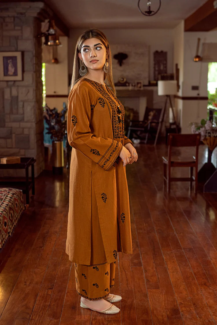 BrandsInn-2PC DHANAK EMBROIDERED SHIRT AND EMBROIDRED TROUSER-BI-135