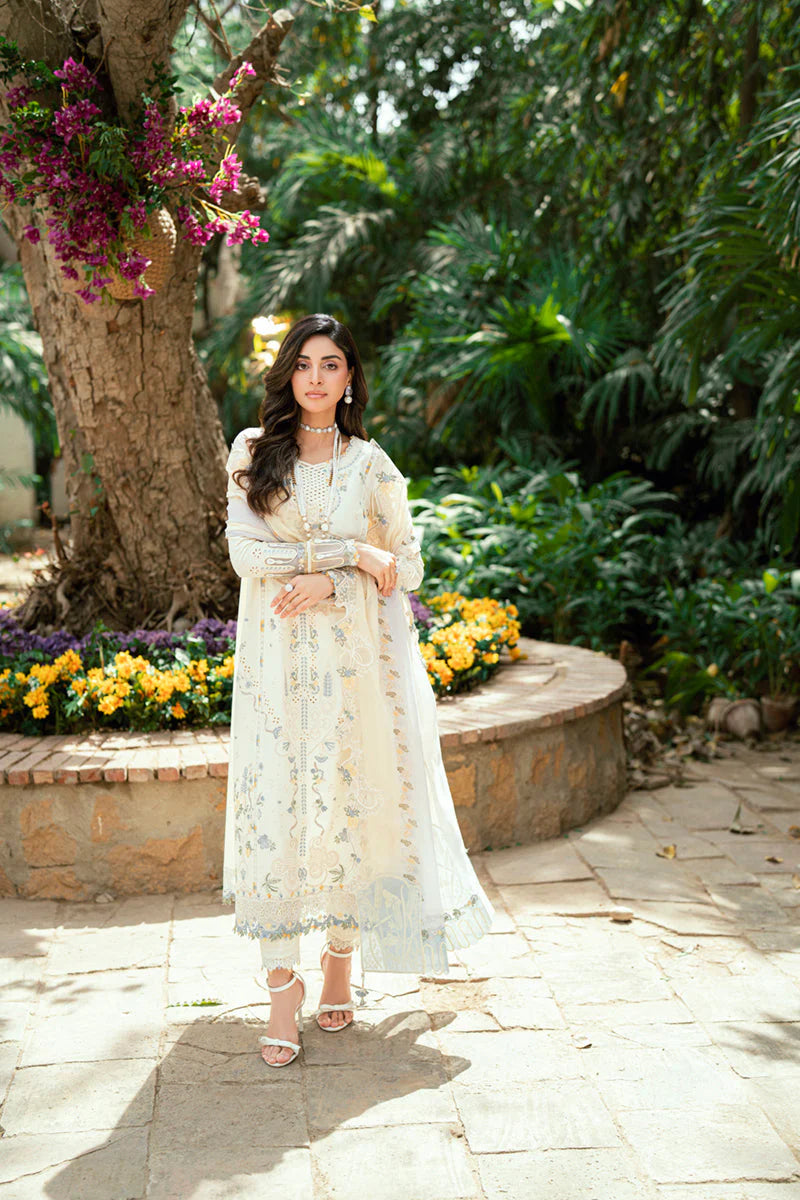 BrandsInn - 3PC LAWN EMBROIDERED SHIRT WITH NET EMBROIDERED DUPATTA AND TROUSER -BI-418