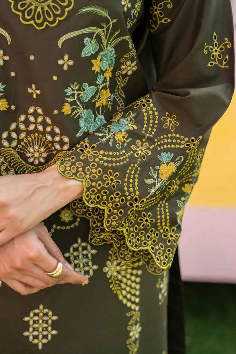 BrandsInn - 3PC LAWN EMBROIDERED SHIRT WITH CHIFFON PRINTED DUPATTA AND TROUSER-BI-401