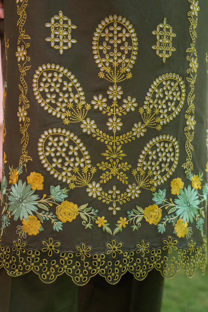 BrandsInn - 3PC LAWN EMBROIDERED SHIRT WITH CHIFFON PRINTED DUPATTA AND TROUSER-BI-401