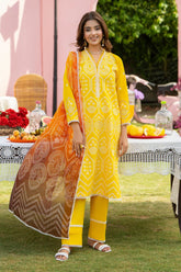 BrandsInn - 3PC LAWN EMBROIDERED SHIRT WITH CHIFFON PRINTED DUPATTA AND TROUSER -BI-0144