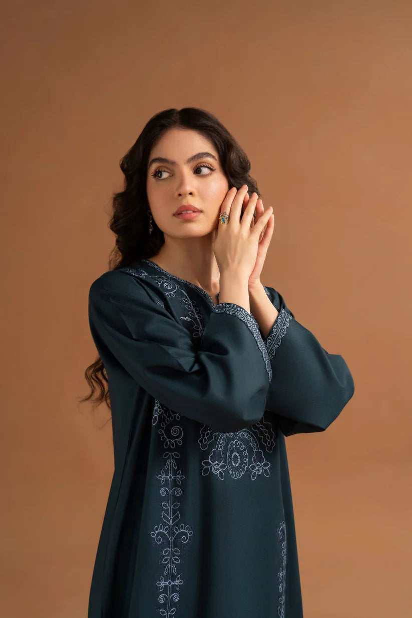 BrandsInn-2PC DHANAK EMBROIDRED SHIRT WITH DHANAK TROUSER-BI-4050