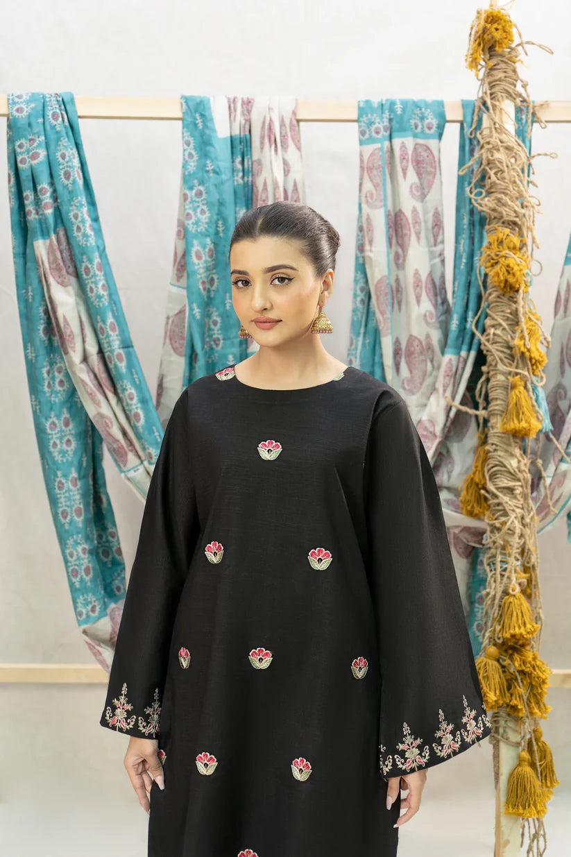 BrandsInn-2PC DHANAK EMBROIDERED SHIRT WITH DHANAK EMBROIDERED TROUSER-BI-4123