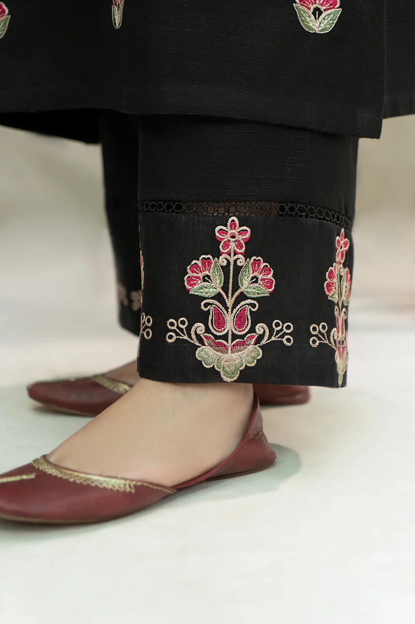 BrandsInn-2PC DHANAK EMBROIDERED SHIRT WITH DHANAK EMBROIDERED TROUSER-BI-4123