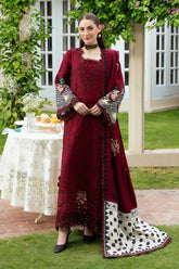 MUSHQ-3PC KARANDI EMBROIDERED SHIRT WITH KARANDI EMBROIDERED SHAWL AND TROUSER-BI-5303