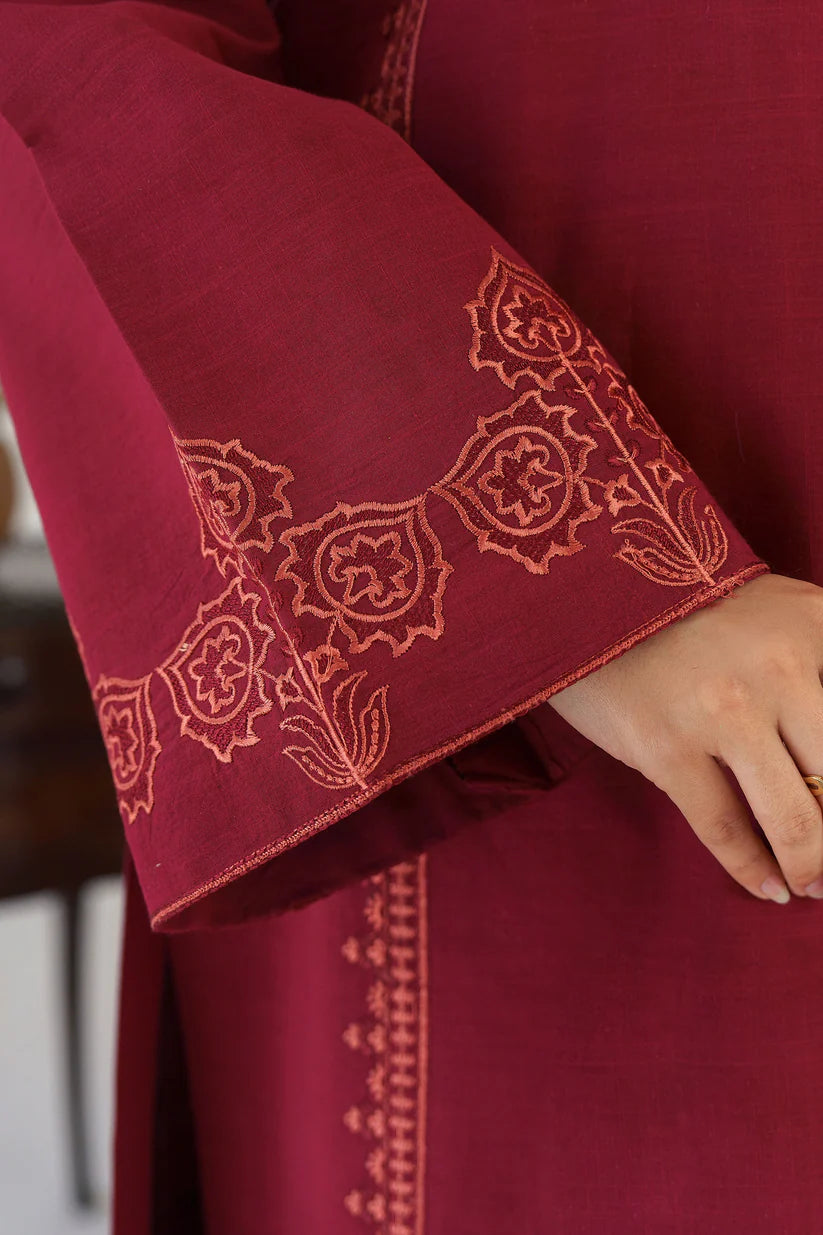 BrandsInn- 3PC KHADAR EMBROIDERED SHIRT WITH ORGANZA EMBROIDRED DUPATTA AND TROUSER-BI-4069