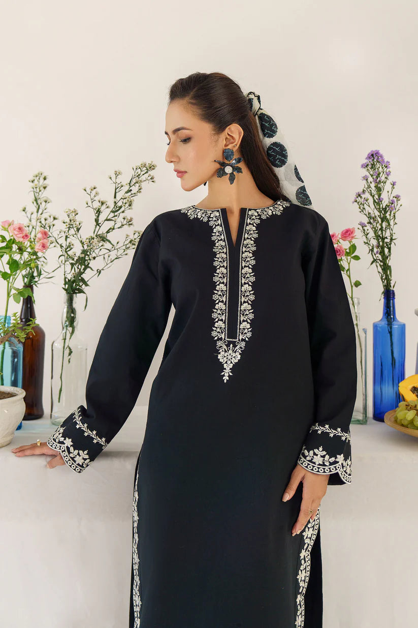BrandsInn - 3PC DHANAK EMBROIDERED SHIRT WITH WOOL PRINTED SHAWL AND TROUSER-BI-4085
