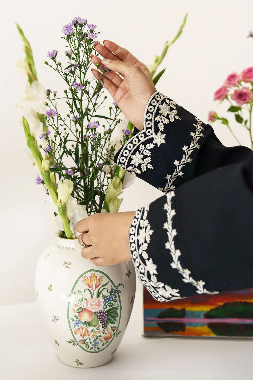 BrandsInn - 3PC DHANAK EMBROIDERED SHIRT WITH WOOL PRINTED SHAWL AND TROUSER-BI-4085