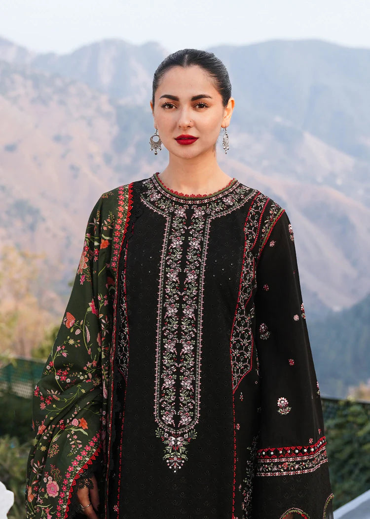 BrandsInn-3PC KARANDI EMBROIDERED SHIRT WITH COURTRAI PRINTED SHAWL AND TROUSER- BI-4261