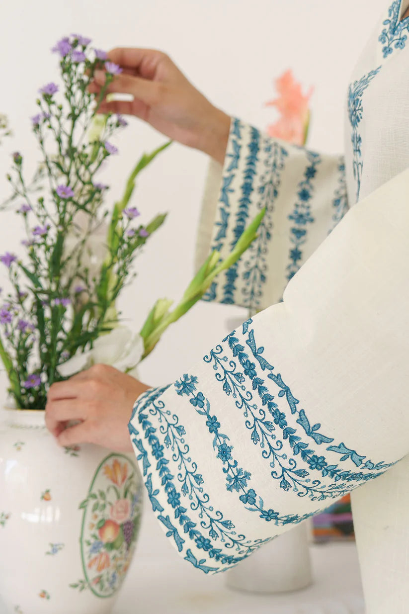 BrandsInn- 3PC KHADDAR EMBROIDERED SHIRT WITH COUTURE PRINT SHAWL AND EMB TROUSER-BIC-4011