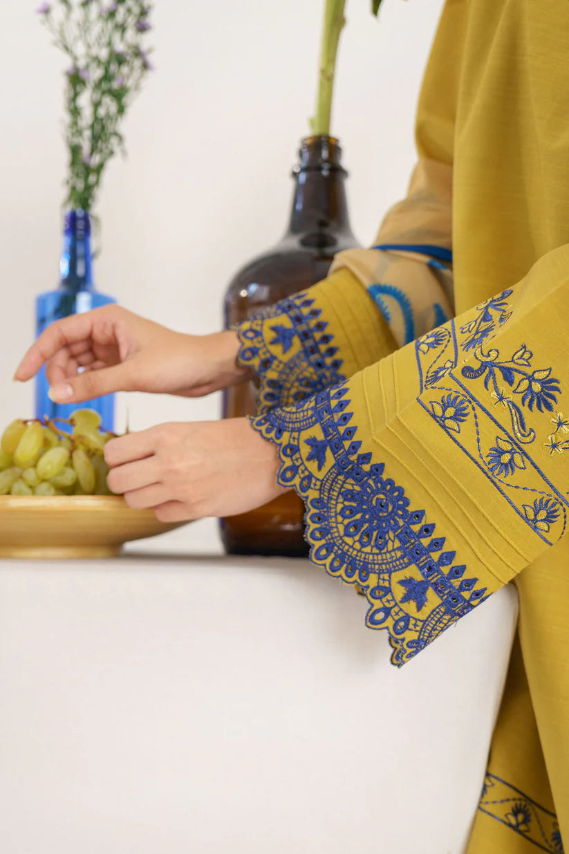 BrandsInn- 3PC KHADAR EMBROIDERED SHIRT WITH COURTRAI PRINT SHAWL AND TROUSER-BI-4149