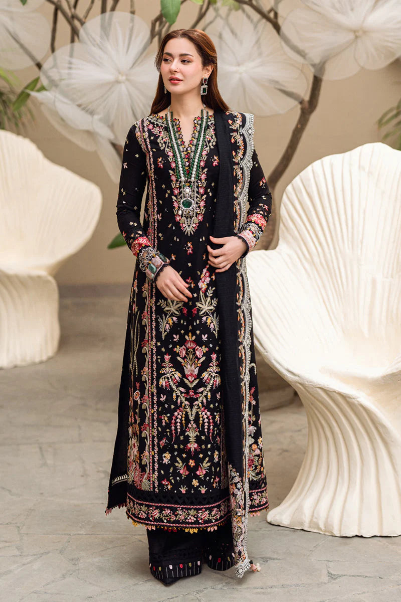 BrandsInn-3PC DHANAK EMBROIDERED SHIRT WITH DHANAK HEAVY EMBROIDERED SHAWL-BI-4254
