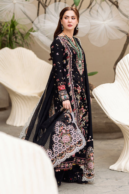 BrandsInn-3PC DHANAK EMBROIDERED SHIRT WITH DHANAK HEAVY EMBROIDERED SHAWL-BI-4254