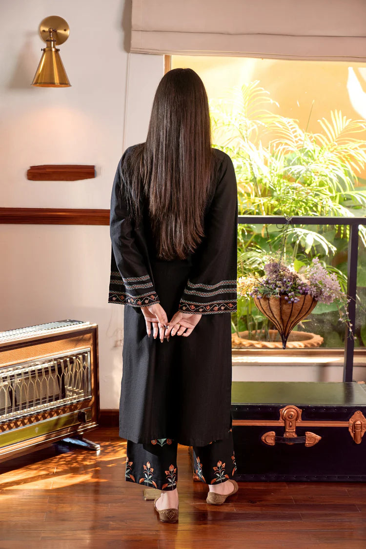 BrandsInn-2PC DHANAK EMBROIDERED SHIRT AND EMBROIDRED TROUSER-BI-132