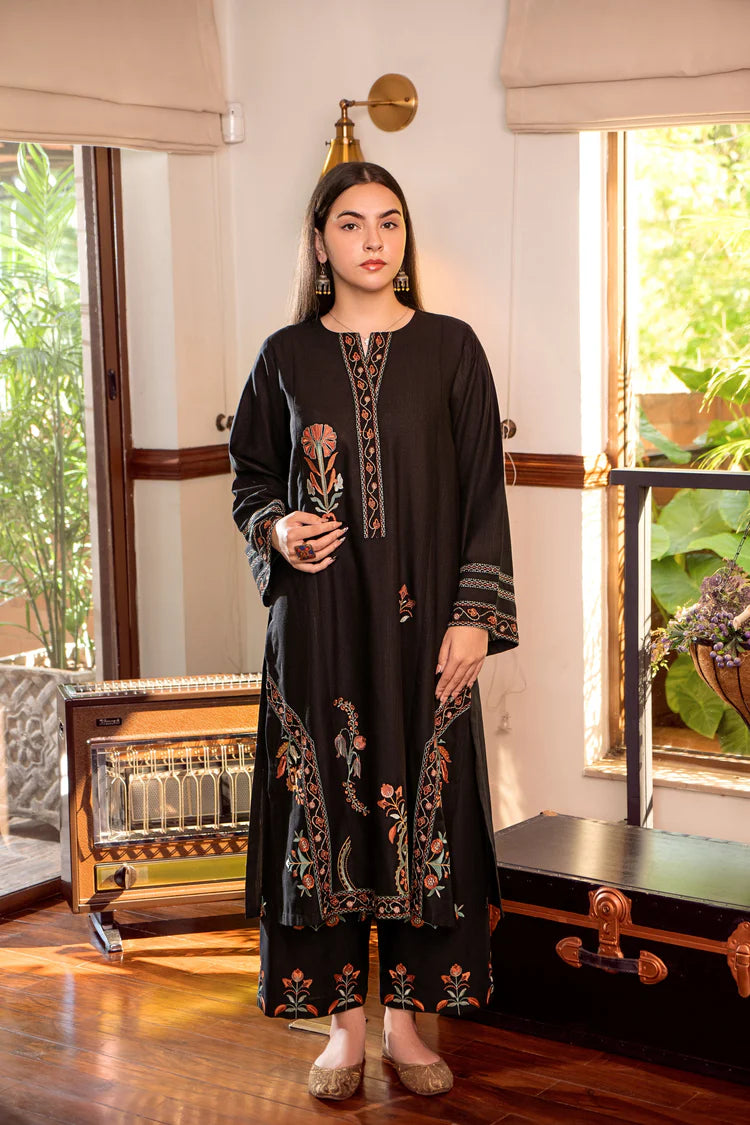 BrandsInn-2PC DHANAK EMBROIDERED SHIRT AND EMBROIDRED TROUSER-BI-132