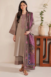 BrandsInn-3PC LAWN EMBROIDERED SHIRT WITH CHIFFON PRINTED DUPATTA AND EMB TROUSER-BI-4617