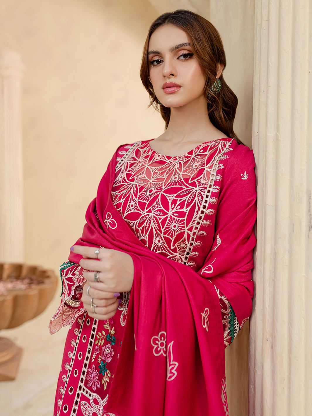 BrandsInn-3PC LAWN LASER EMBROIDERED SHIRT WITH LAWN LASER EMBROIDERED READY TO WEAR DUPATTA-BI-135