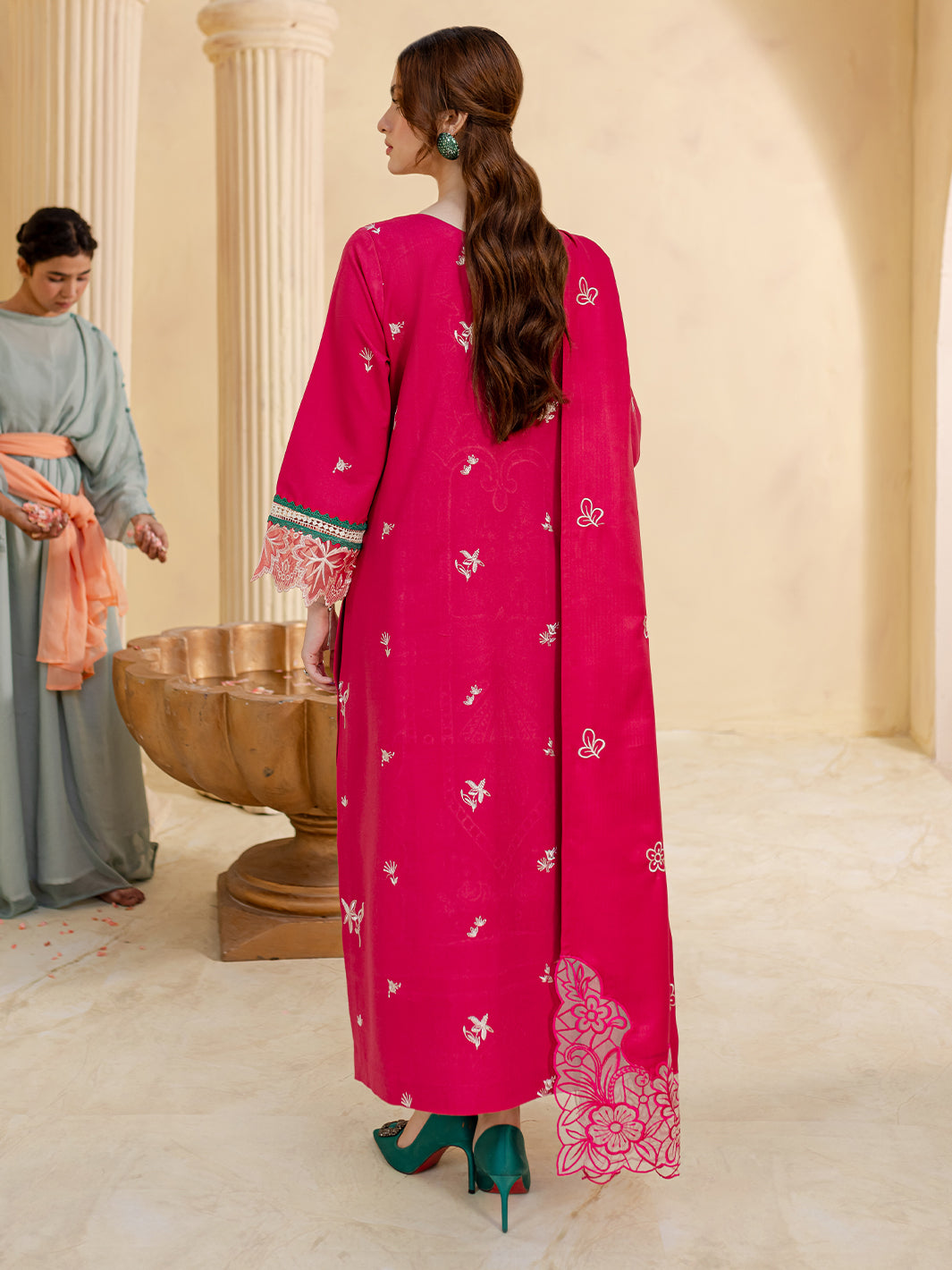 BrandsInn-3PC LAWN LASER EMBROIDERED SHIRT WITH LAWN LASER EMBROIDERED READY TO WEAR DUPATTA-BI-135